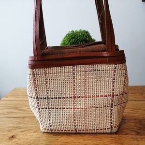 Vintage tweed and leather purse